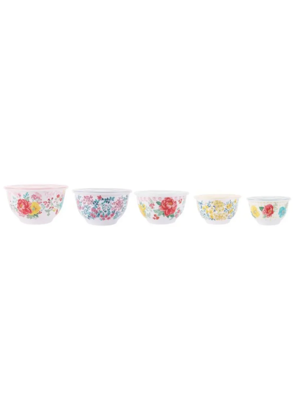 The Woman Pioneer Home Fancy Flourish lids 10-Piece Melamine Mixing Bowl Set